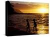 Kids on Beach at Sunset, Hawaii, USA-Merrill Images-Stretched Canvas