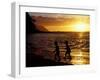 Kids on Beach at Sunset, Hawaii, USA-Merrill Images-Framed Photographic Print