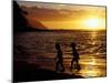 Kids on Beach at Sunset, Hawaii, USA-Merrill Images-Mounted Photographic Print