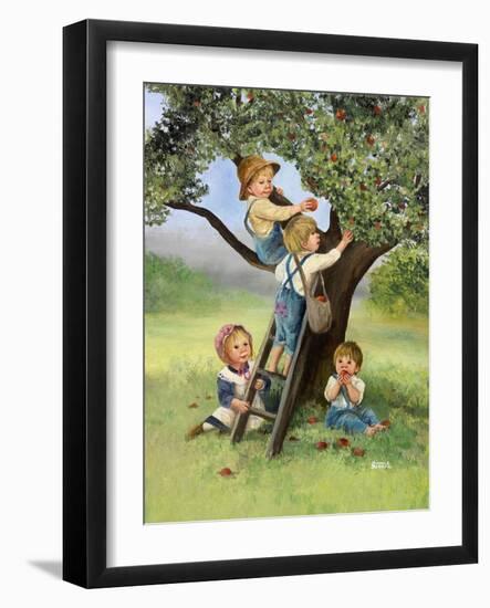 Kids Picking Apples-Dianne Dengel-Framed Giclee Print