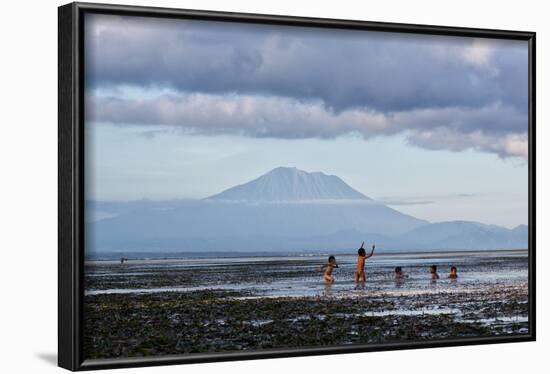 Kids Playing in the Water on the Coast of Bali-Alex Saberi-Framed Photographic Print