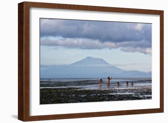 Kids Playing in the Water on the Coast of Bali-Alex Saberi-Framed Photographic Print