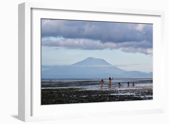 Kids Playing in the Water on the Coast of Bali-Alex Saberi-Framed Photographic Print