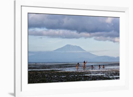 Kids Playing in the Water on the Coast of Bali-Alex Saberi-Framed Photographic Print