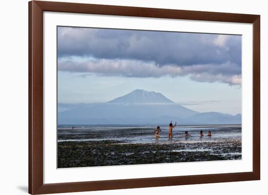 Kids Playing in the Water on the Coast of Bali-Alex Saberi-Framed Photographic Print