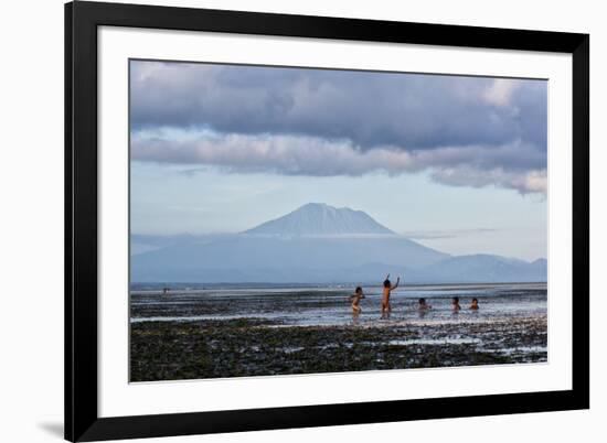 Kids Playing in the Water on the Coast of Bali-Alex Saberi-Framed Photographic Print