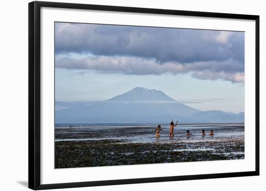 Kids Playing in the Water on the Coast of Bali-Alex Saberi-Framed Photographic Print