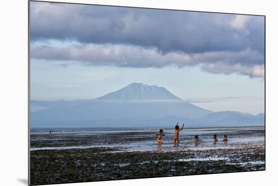 Kids Playing in the Water on the Coast of Bali-Alex Saberi-Mounted Photographic Print