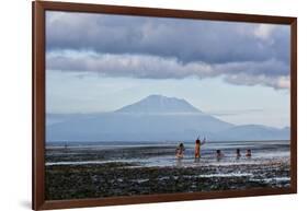 Kids Playing in the Water on the Coast of Bali-Alex Saberi-Framed Photographic Print