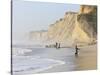 Kids Playing on Beach, Santa Cruz Coast, California, USA-Tom Norring-Stretched Canvas