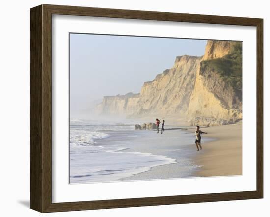 Kids Playing on Beach, Santa Cruz Coast, California, USA-Tom Norring-Framed Premium Photographic Print