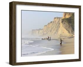 Kids Playing on Beach, Santa Cruz Coast, California, USA-Tom Norring-Framed Premium Photographic Print