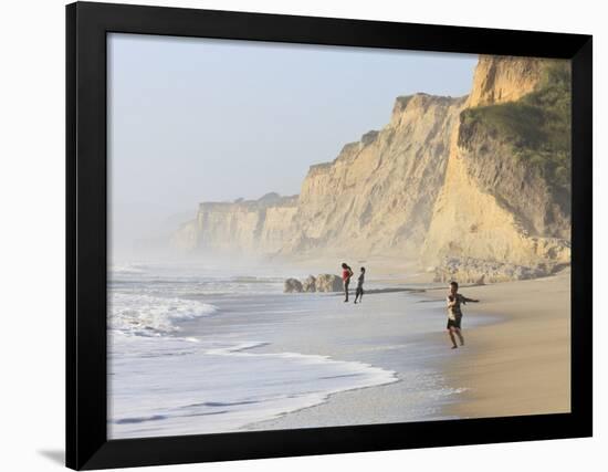 Kids Playing on Beach, Santa Cruz Coast, California, USA-Tom Norring-Framed Photographic Print