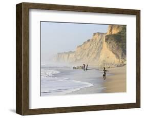 Kids Playing on Beach, Santa Cruz Coast, California, USA-Tom Norring-Framed Photographic Print