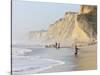 Kids Playing on Beach, Santa Cruz Coast, California, USA-Tom Norring-Stretched Canvas