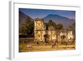 Kids Playing Soccer at Ruins in Antigua, Guatemala, Central America-Laura Grier-Framed Photographic Print