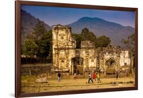 Kids Playing Soccer at Ruins in Antigua, Guatemala, Central America-Laura Grier-Framed Photographic Print