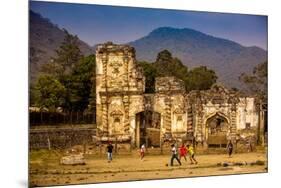 Kids Playing Soccer at Ruins in Antigua, Guatemala, Central America-Laura Grier-Mounted Premium Photographic Print