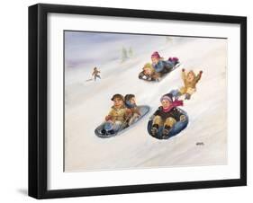 Kids Sledding-Dianne Dengel-Framed Giclee Print