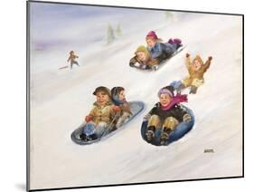 Kids Sledding-Dianne Dengel-Mounted Giclee Print