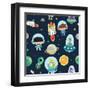 Kids Space Seamless Pattern.-moobeer-Framed Art Print