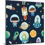 Kids Space Seamless Pattern.-moobeer-Mounted Art Print