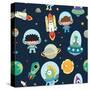 Kids Space Seamless Pattern.-moobeer-Stretched Canvas