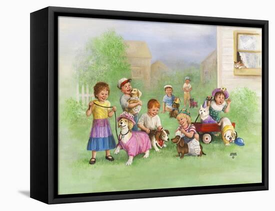 Kids with Dogs-Dianne Dengel-Framed Stretched Canvas