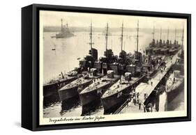 Kiel, Blick Auf Eine Gruppe Torpedoboote Im Hafen-null-Framed Stretched Canvas