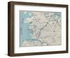 Kiel Canal Map-null-Framed Art Print