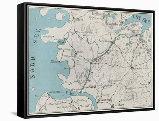 Kiel Canal Map-null-Framed Stretched Canvas