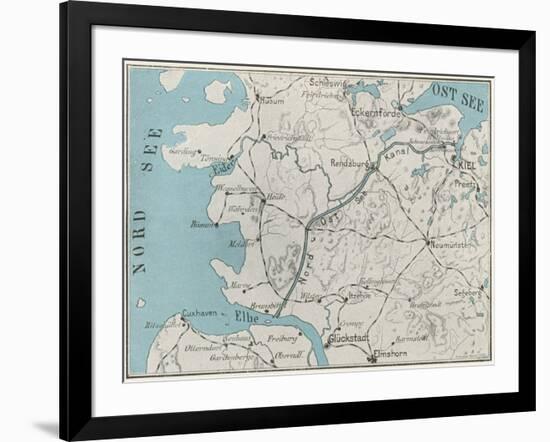 Kiel Canal Map-null-Framed Art Print