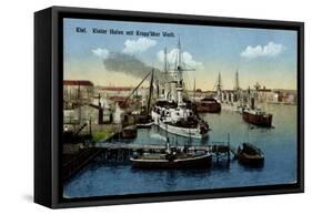 Kiel, Kieler Hafen Mit Krupp'Scher Werft, Schiffe-null-Framed Stretched Canvas