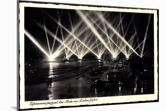 Kiel, Scheinwerferspiel Der Flotte Im Kieler Hafen-null-Mounted Giclee Print