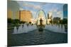 Kiener Plaza - "The Runner" in water fountain in front of historic Old Court House and Gateway A...-null-Mounted Photographic Print