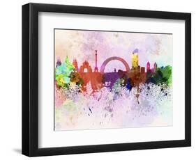 Kiev Skyline in Watercolor Background-paulrommer-Framed Art Print