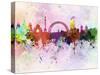 Kiev Skyline in Watercolor Background-paulrommer-Stretched Canvas