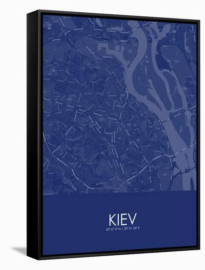 Kiev, Ukraine Blue Map-null-Framed Stretched Canvas