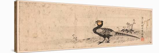 Kiji, Pheasant. Print Shows a Pheasant Facing Left-null-Stretched Canvas