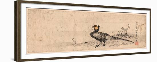 Kiji, Pheasant. Print Shows a Pheasant Facing Left-null-Framed Premium Giclee Print