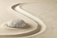 Zen Meditation Stone in Sand. Concept for Purity Harmony and Spirituality. Spa Wellness and Yoga Ba-kikkerdirk-Photographic Print