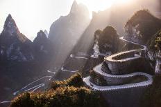 The Winding Road of Tianmen Mountain National Park, Hunan Province, China-kikujungboy-Mounted Photographic Print