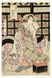 A Courtesan Looking Down at a Man Holding a Pipe in His Hands-Kikukawa Eizan-Framed Premium Giclee Print