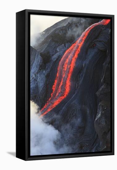 Kilauea lava flow near former town of Kalapana, Big Island, Hawaii, USA-Stuart Westmorland-Framed Stretched Canvas