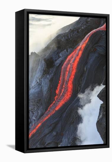 Kilauea lava flow near former town of Kalapana, Big Island, Hawaii, USA-Stuart Westmorland-Framed Stretched Canvas