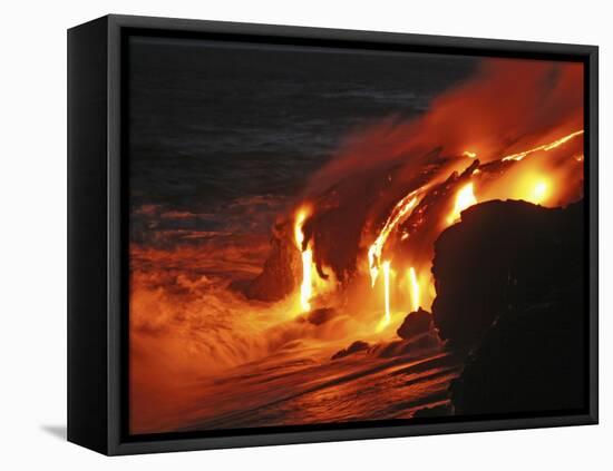 Kilauea Lava Flow Sea Entry, Big Island, Hawaii-null-Framed Stretched Canvas