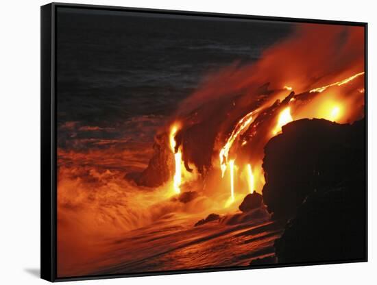 Kilauea Lava Flow Sea Entry, Big Island, Hawaii-null-Framed Stretched Canvas