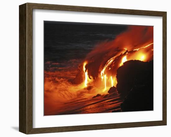 Kilauea Lava Flow Sea Entry, Big Island, Hawaii-null-Framed Premium Photographic Print