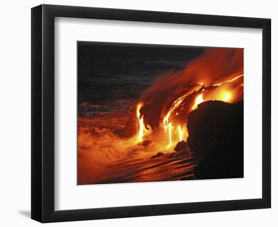 Kilauea Lava Flow Sea Entry, Big Island, Hawaii-null-Framed Photographic Print