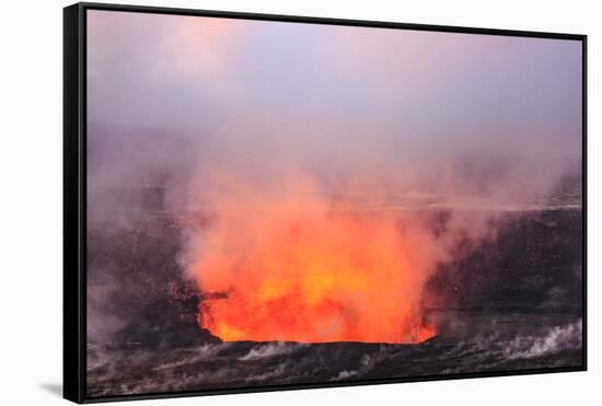 Kilauea Overlook, viewing one of the world's most active volcanoes, Hawaii Volcanoes NP, Big Island-Stuart Westmorland-Framed Stretched Canvas